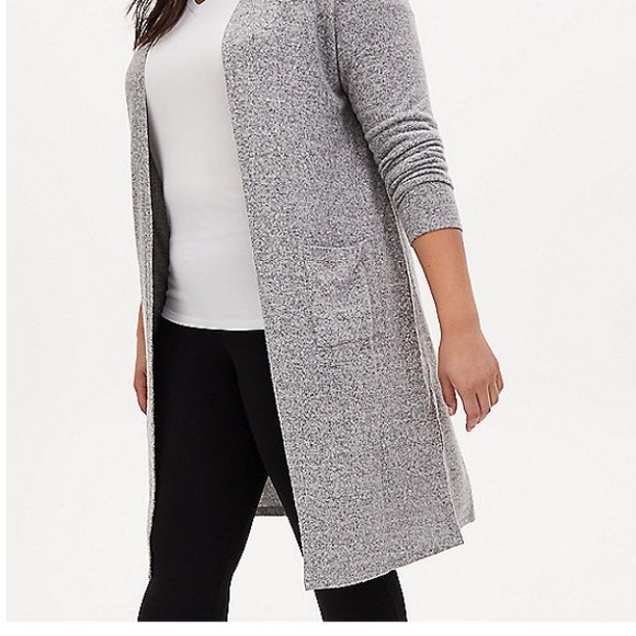 Gray Open Front Cardigan 3X left - Picture 3 of 8